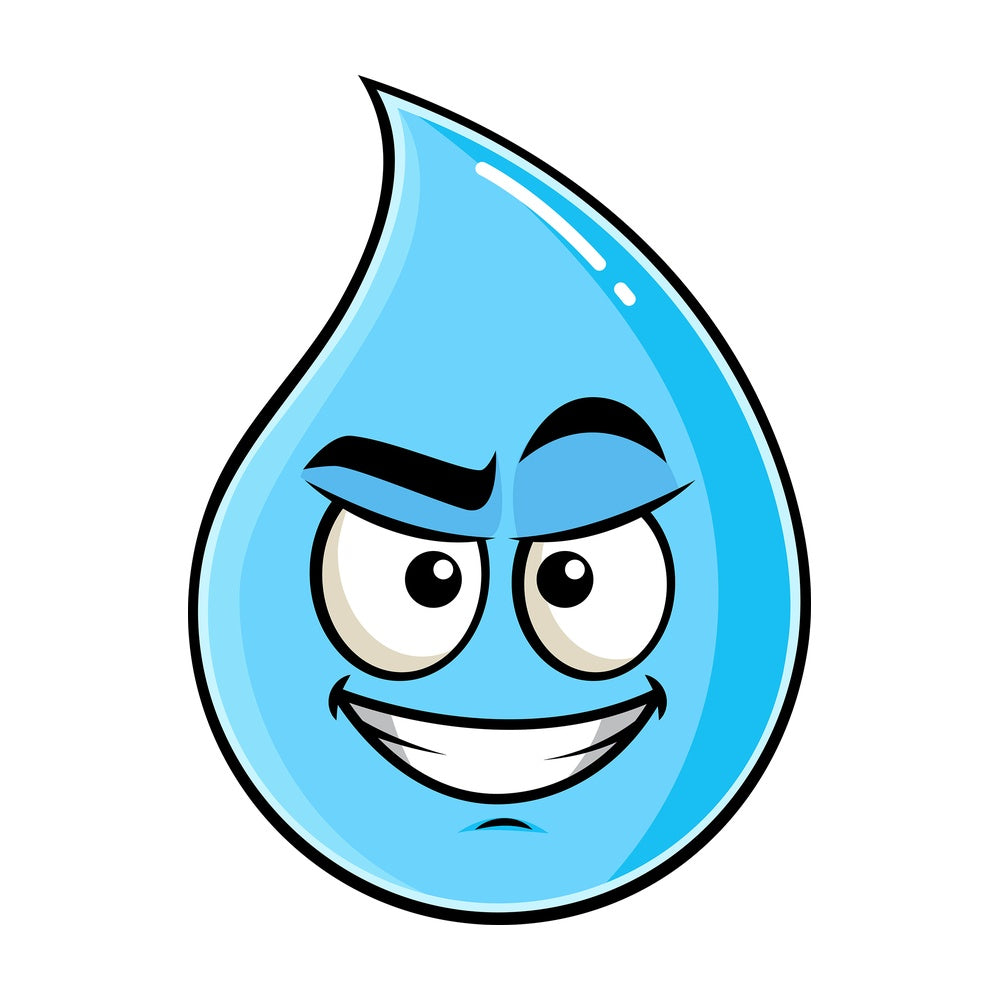 Cunning evil face raindrop emoticon. PNG - JPG and vector EPS file formats (infinitely scalable). Image isolated on transparent background.