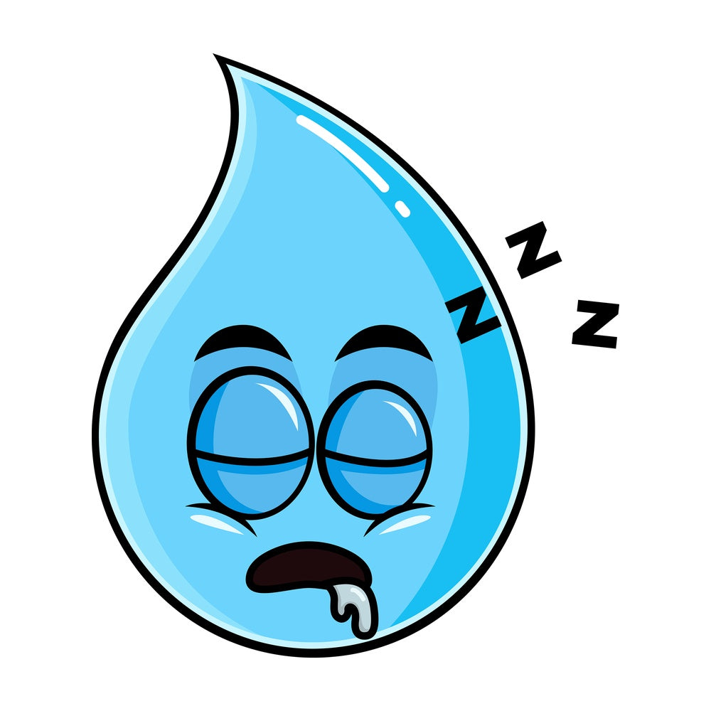 Sleeping raindrop emoticon. PNG - JPG and vector EPS file formats (infinitely scalable). Image isolated on transparent background.