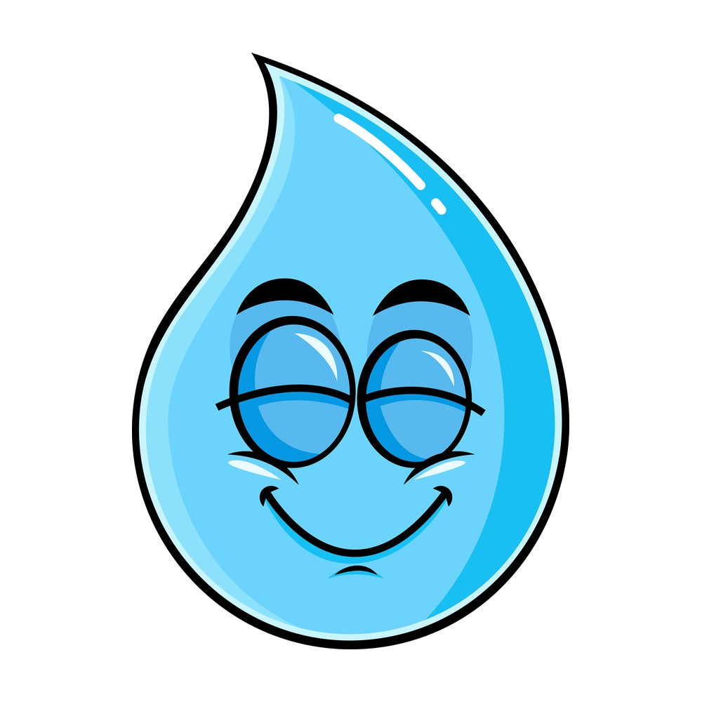 Delighted raindrop emoticon. PNG - JPG and vector EPS file formats (infinitely scalable). Image isolated on transparent background.