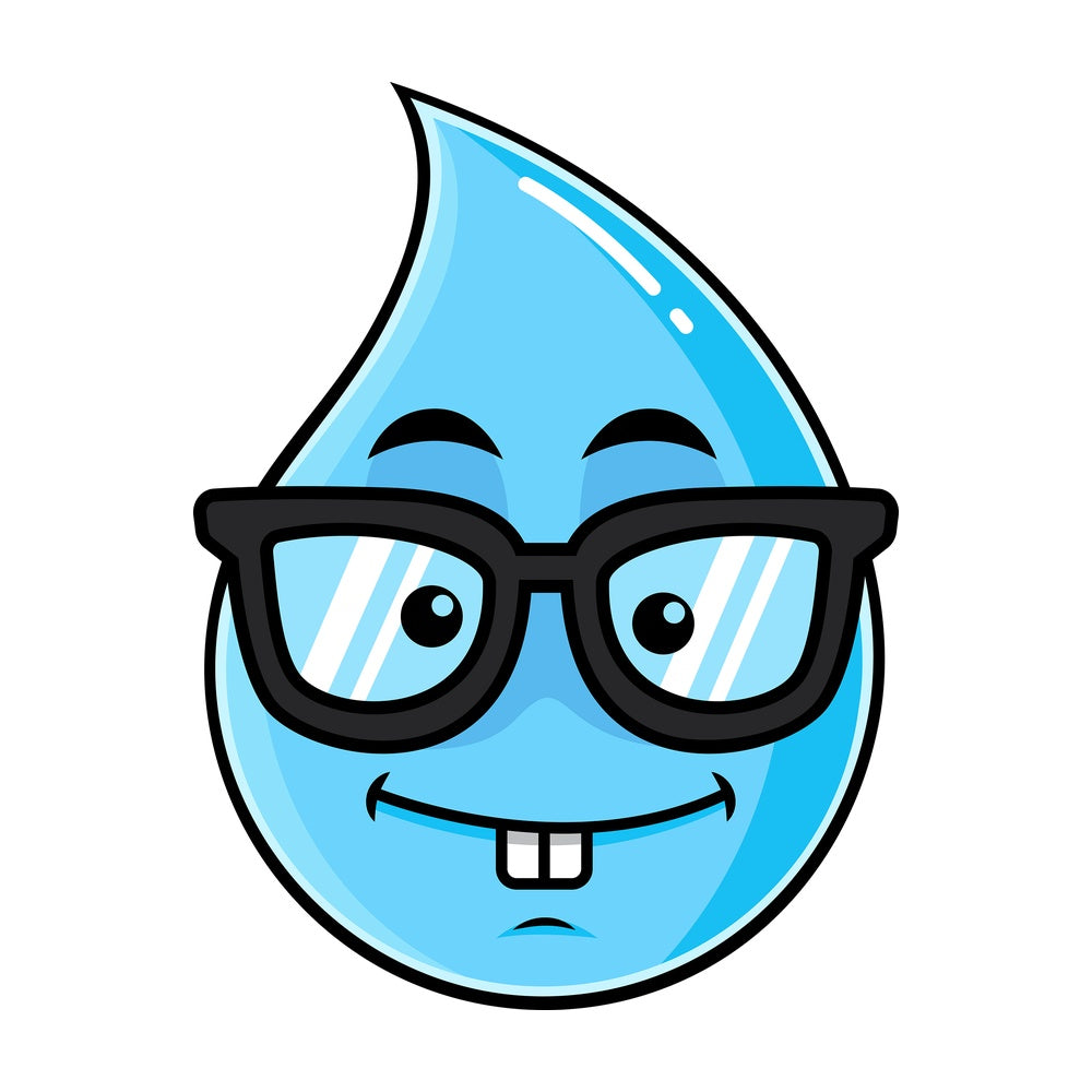 Nerdy raindrop emoticon. PNG - JPG and vector EPS file formats (infinitely scalable). Image isolated on transparent background.