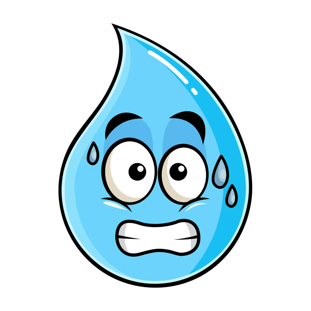 Sweating raindrop emoticon. PNG - JPG and vector EPS file formats (infinitely scalable). Image isolated on transparent background.