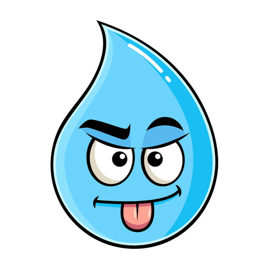 Sarcastic raindrop emoticon. PNG - JPG and vector EPS file formats (infinitely scalable). Image isolated on transparent background.