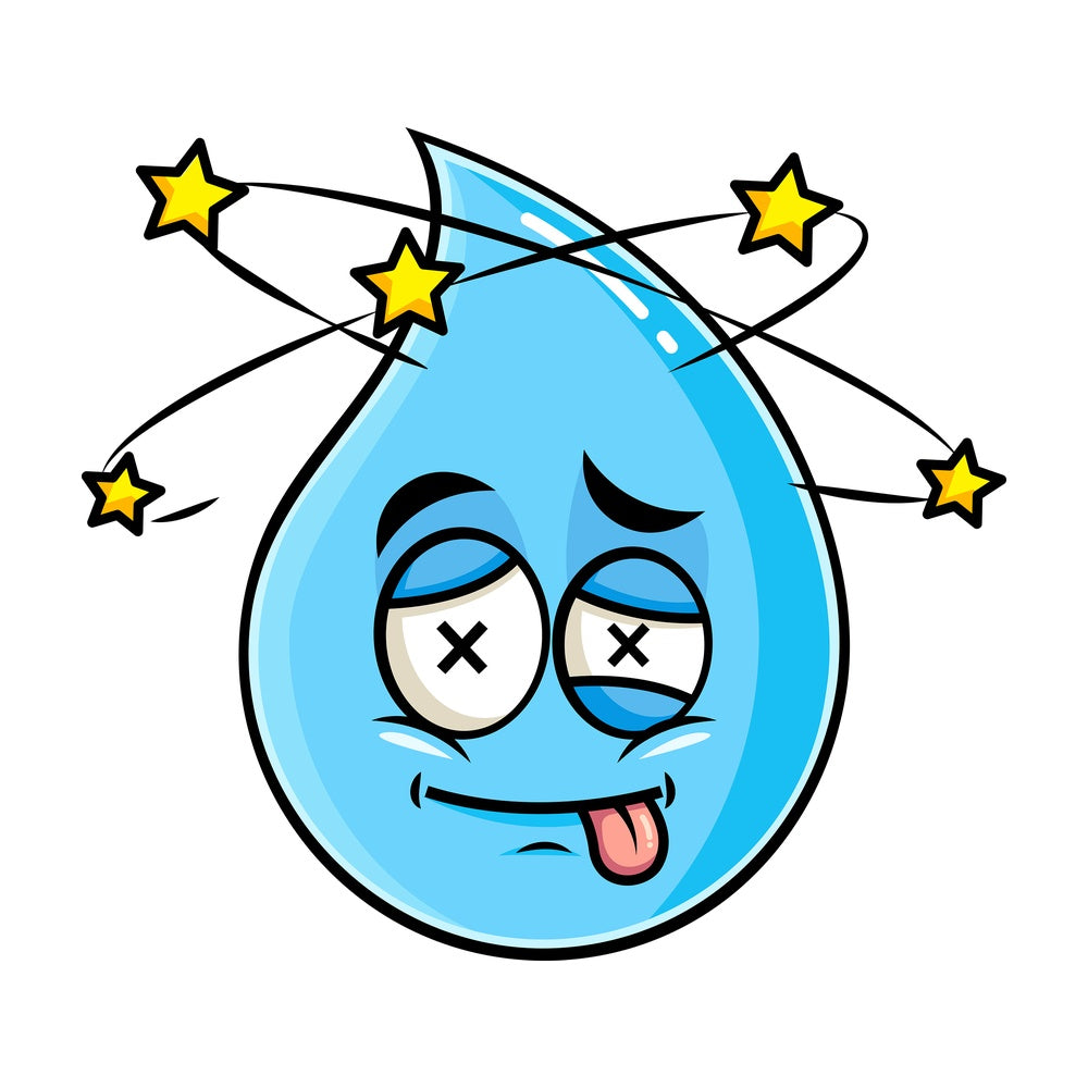 Beaten up raindrop emoticon. PNG - JPG and vector EPS file formats (infinitely scalable). Image isolated on transparent background.