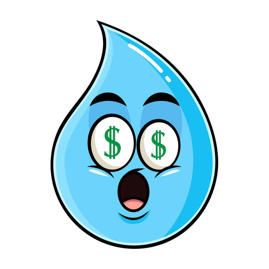 Money eyes raindrop emoticon. PNG - JPG and vector EPS file formats (infinitely scalable). Image isolated on transparent background.
