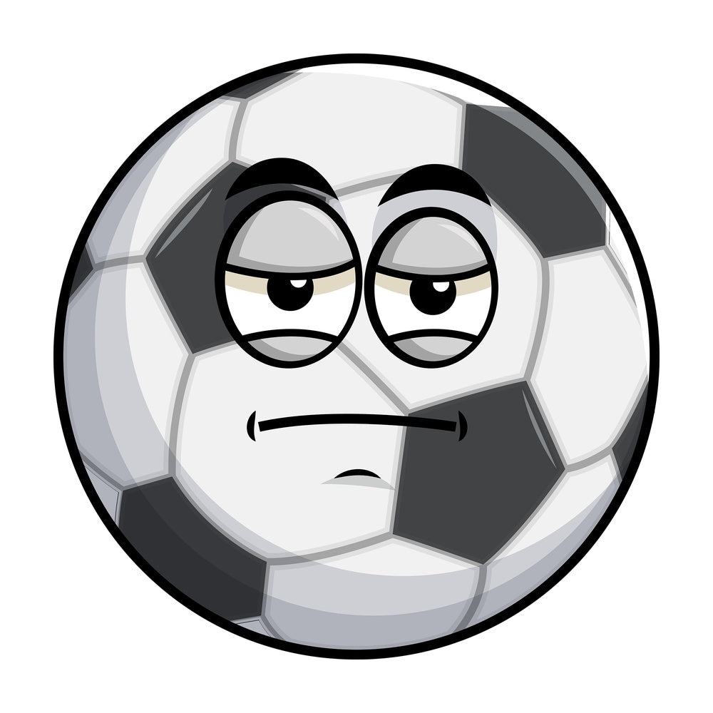 Heavy eyes soccer ball emoticon. PNG - JPG and vector EPS file formats (infinitely scalable). Image isolated on transparent background.