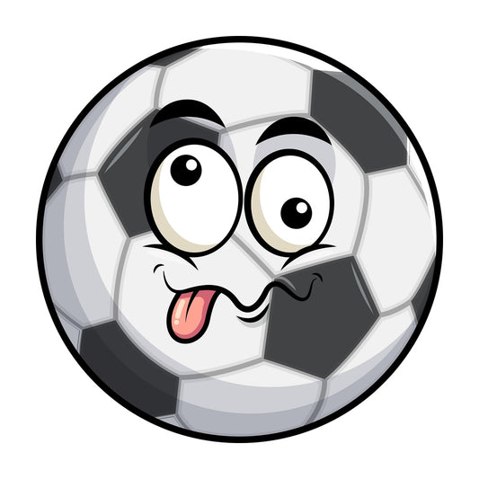 Goofy crazy eyes soccer ball emoticon. PNG - JPG and vector EPS file formats (infinitely scalable). Image isolated on transparent background.