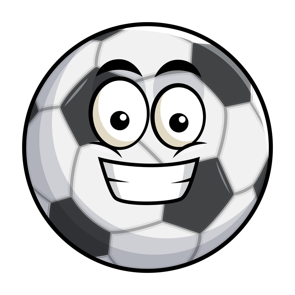 Grinning soccer ball emoticon. PNG - JPG and vector EPS file formats (infinitely scalable). Image isolated on transparent background.