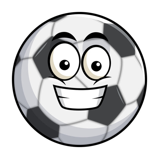 Grinning soccer ball emoticon. PNG - JPG and vector EPS file formats (infinitely scalable). Image isolated on transparent background.