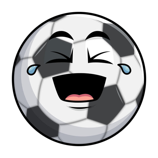 Laughing lol soccer ball emoticon. PNG - JPG and vector EPS file formats (infinitely scalable). Image isolated on transparent background.