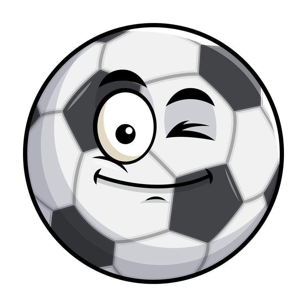 Winking soccer ball emoticon. PNG - JPG and vector EPS file formats (infinitely scalable). Image isolated on transparent background.