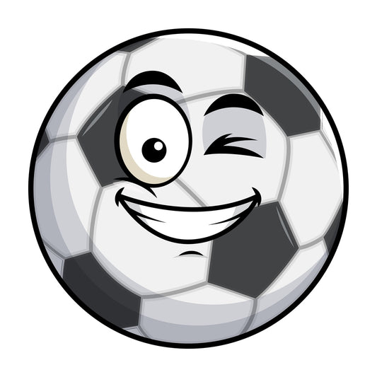 Winking and smiling soccer ball emoticon. PNG - JPG and vector EPS file formats (infinitely scalable). Image isolated on transparent background.