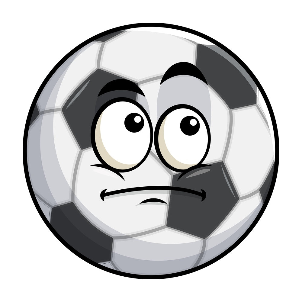 Wondering soccer ball emoticon. PNG - JPG and vector EPS file formats (infinitely scalable). Image isolated on transparent background.