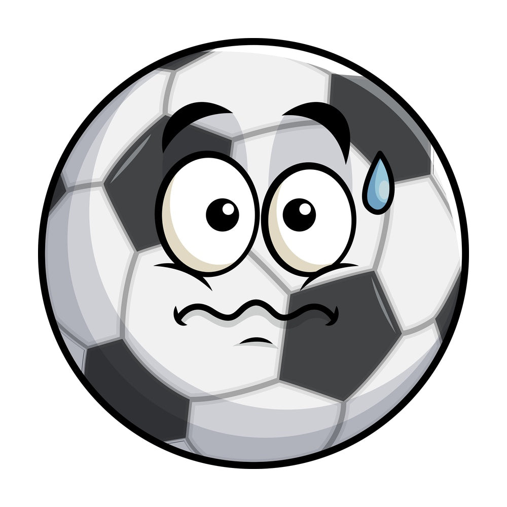 Nervous soccer ball emoticon. PNG - JPG and vector EPS file formats (infinitely scalable). Image isolated on transparent background.