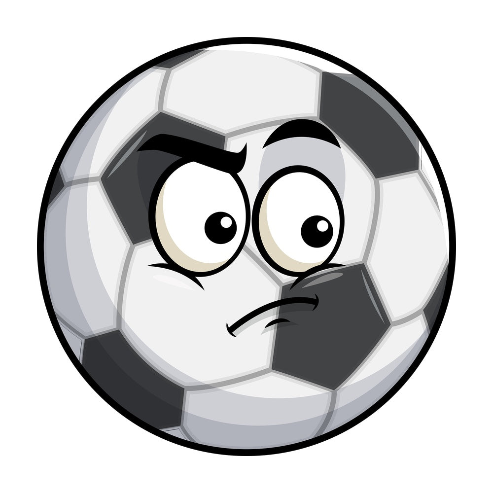 Irritated soccer ball emoticon. PNG - JPG and vector EPS file formats (infinitely scalable). Image isolated on transparent background.