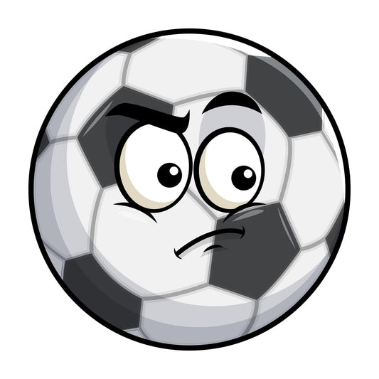Irritated soccer ball emoticon. PNG - JPG and vector EPS file formats (infinitely scalable). Image isolated on transparent background.