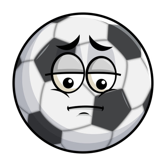 Depressed soccer ball emoticon. PNG - JPG and vector EPS file formats (infinitely scalable). Image isolated on transparent background.