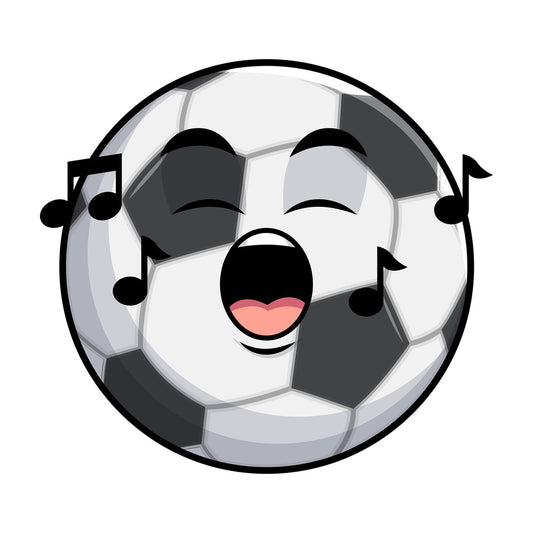 Singing soccer ball emoticon. PNG - JPG and vector EPS file formats (infinitely scalable). Image isolated on transparent background.
