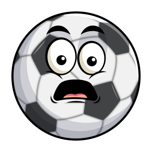 Shocked soccer ball emoticon. PNG - JPG and vector EPS file formats (infinitely scalable). Image isolated on transparent background.