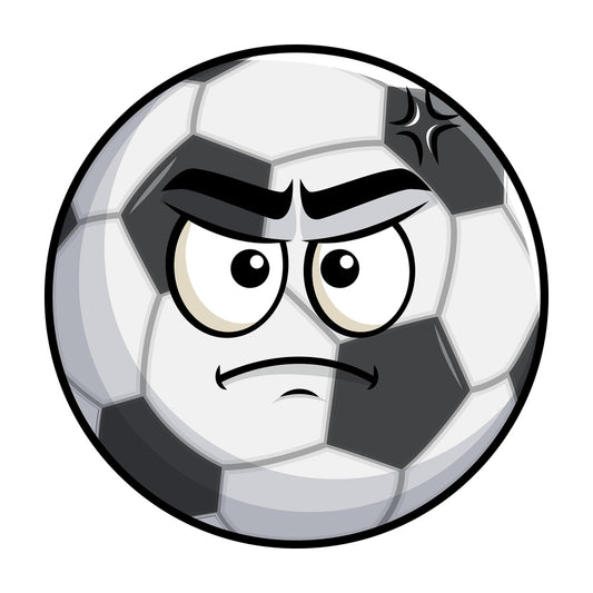 Annoyed soccer ball emoticon. PNG - JPG and vector EPS file formats (infinitely scalable). Image isolated on transparent background.