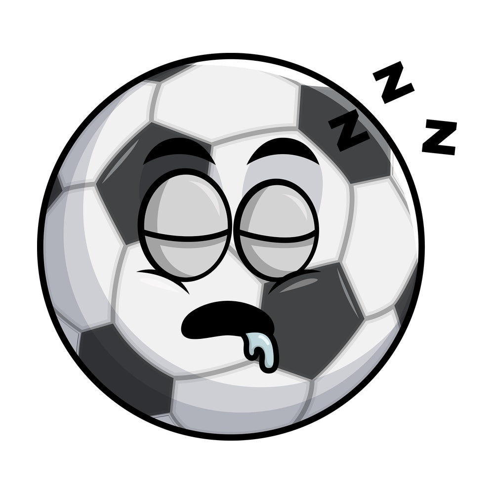 Sleeping soccer ball emoticon. PNG - JPG and vector EPS file formats (infinitely scalable). Image isolated on transparent background.