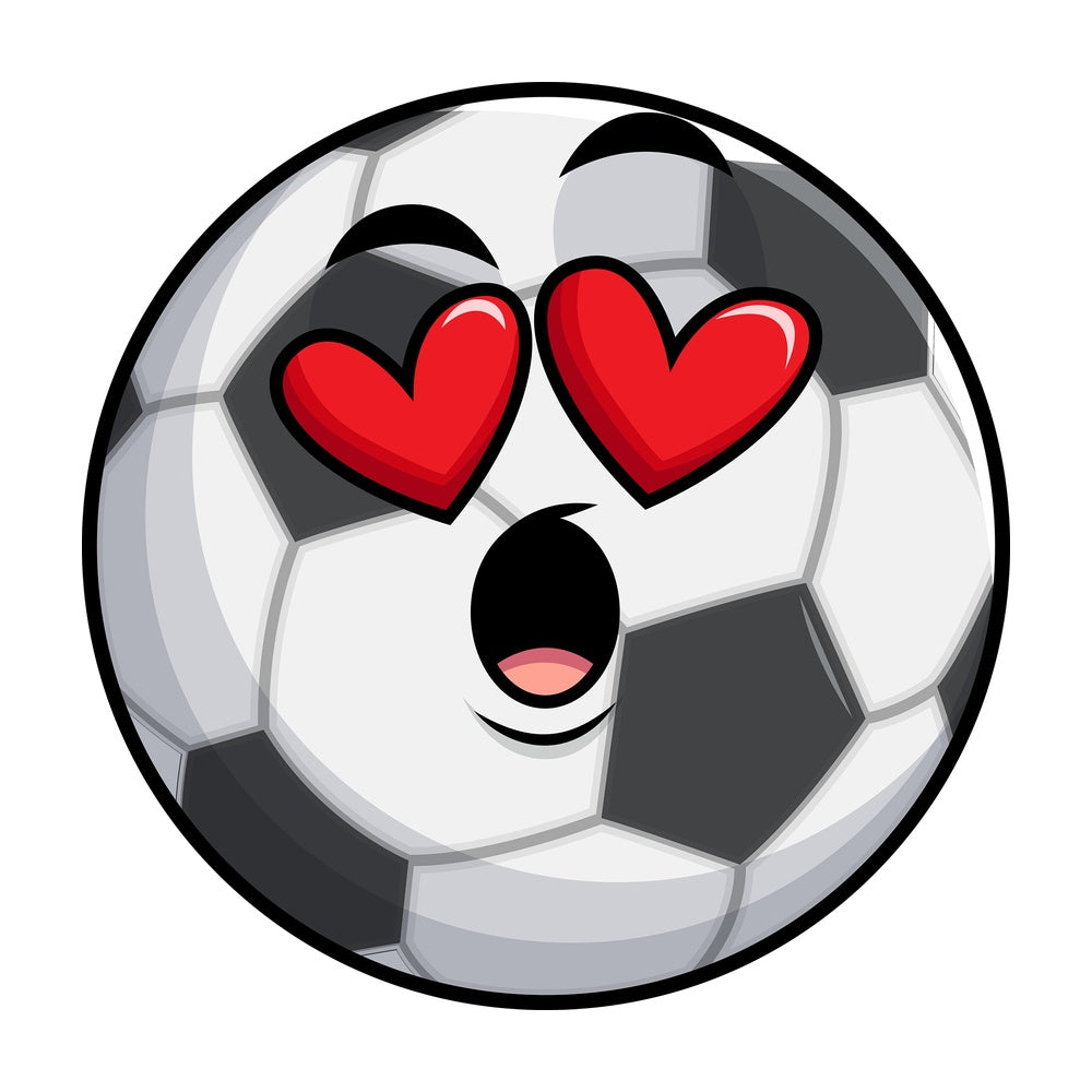 In love soccer ball emoticon. PNG - JPG and vector EPS file formats (infinitely scalable). Image isolated on transparent background.