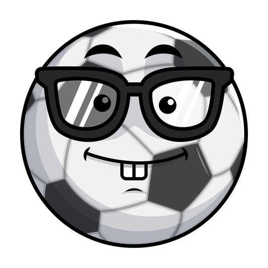 Nerdy soccer ball emoticon. PNG - JPG and vector EPS file formats (infinitely scalable). Image isolated on transparent background.