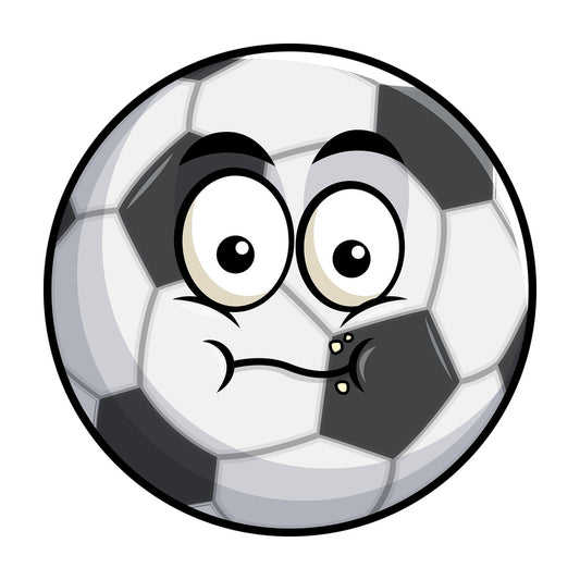 Chewing soccer ball emoticon. PNG - JPG and vector EPS file formats (infinitely scalable). Image isolated on transparent background.