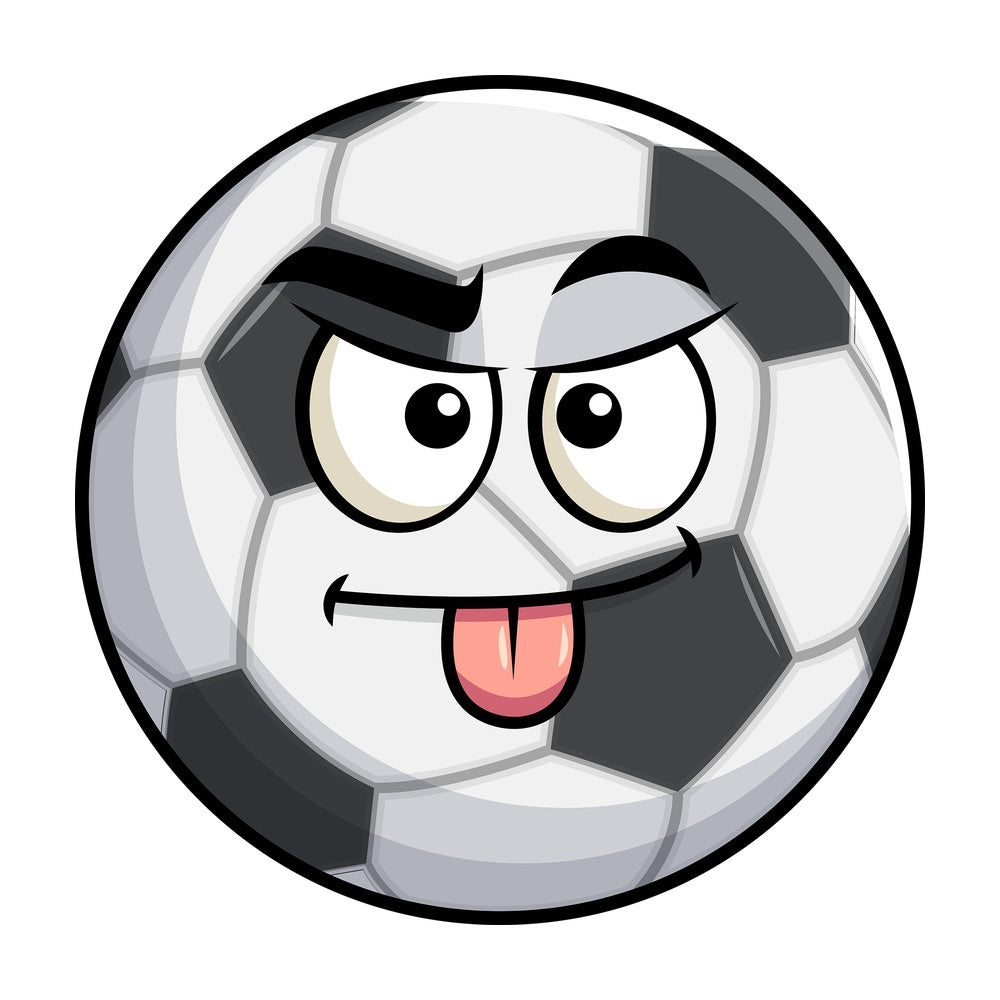 Sarcastic soccer ball emoticon. PNG - JPG and vector EPS file formats (infinitely scalable). Image isolated on transparent background.