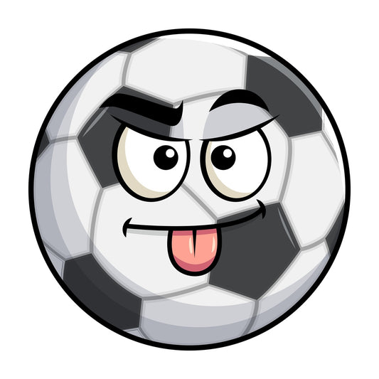 Sarcastic soccer ball emoticon. PNG - JPG and vector EPS file formats (infinitely scalable). Image isolated on transparent background.