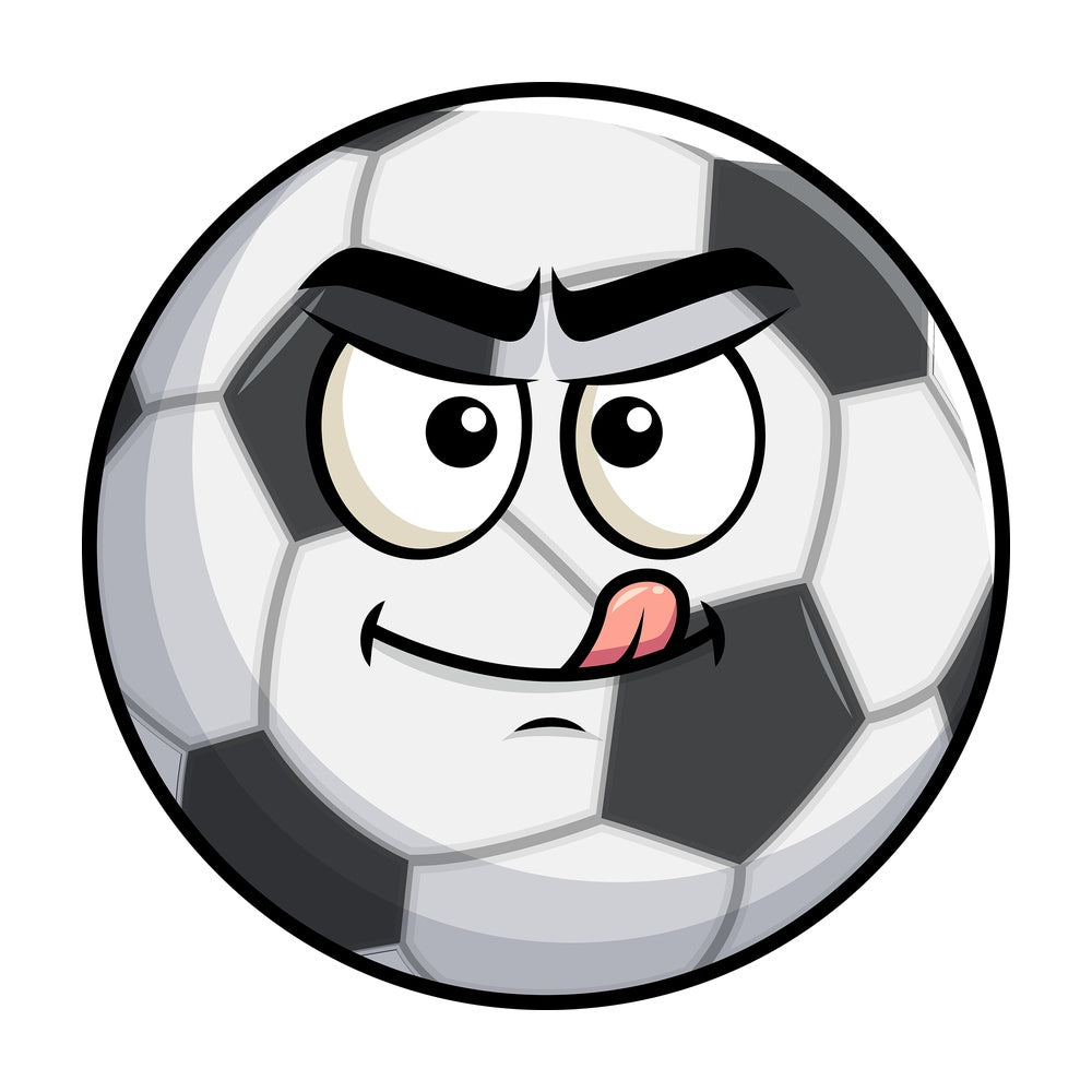 Evil look soccer ball emoticon. PNG - JPG and vector EPS file formats (infinitely scalable). Image isolated on transparent background.