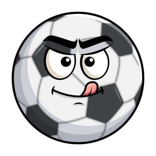 Evil look soccer ball emoticon. PNG - JPG and vector EPS file formats (infinitely scalable). Image isolated on transparent background.