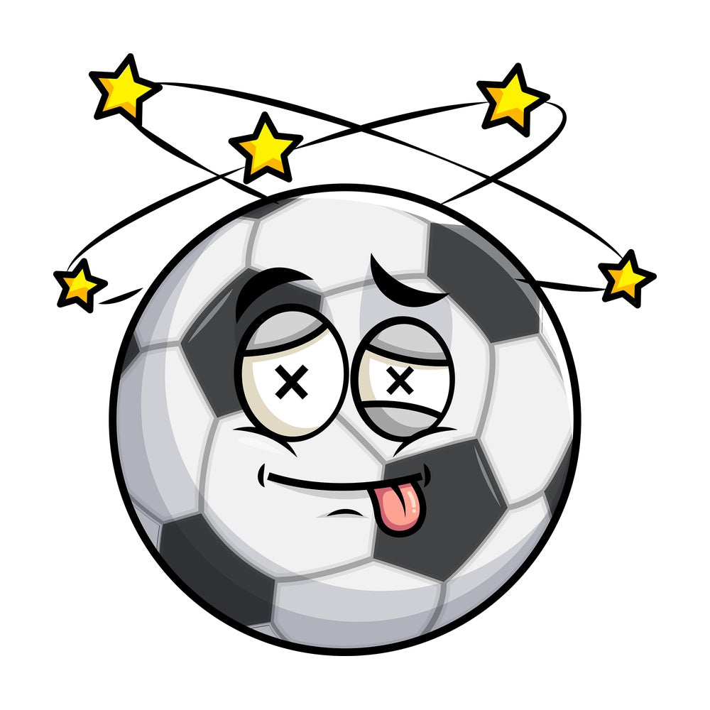 Beaten up soccer ball emoticon. PNG - JPG and vector EPS file formats (infinitely scalable). Image isolated on transparent background.