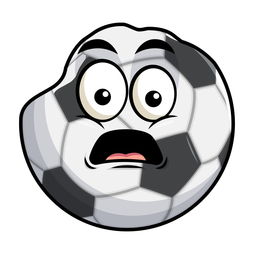 Deflated soccer ball emoticon. PNG - JPG and vector EPS file formats (infinitely scalable). Image isolated on transparent background.