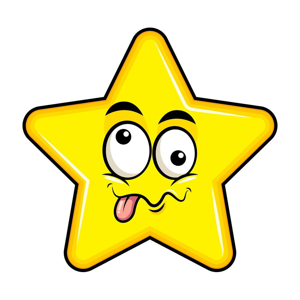 Goofy crazy eyes star emoticon. PNG - JPG and vector EPS file formats (infinitely scalable). Image isolated on transparent background.