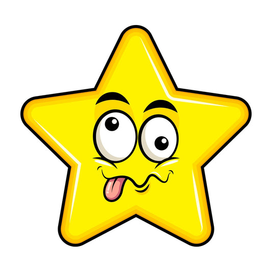 Goofy crazy eyes star emoticon. PNG - JPG and vector EPS file formats (infinitely scalable). Image isolated on transparent background.