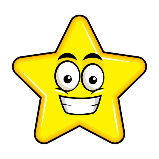 Grinning star emoticon. PNG - JPG and vector EPS file formats (infinitely scalable). Image isolated on transparent background.