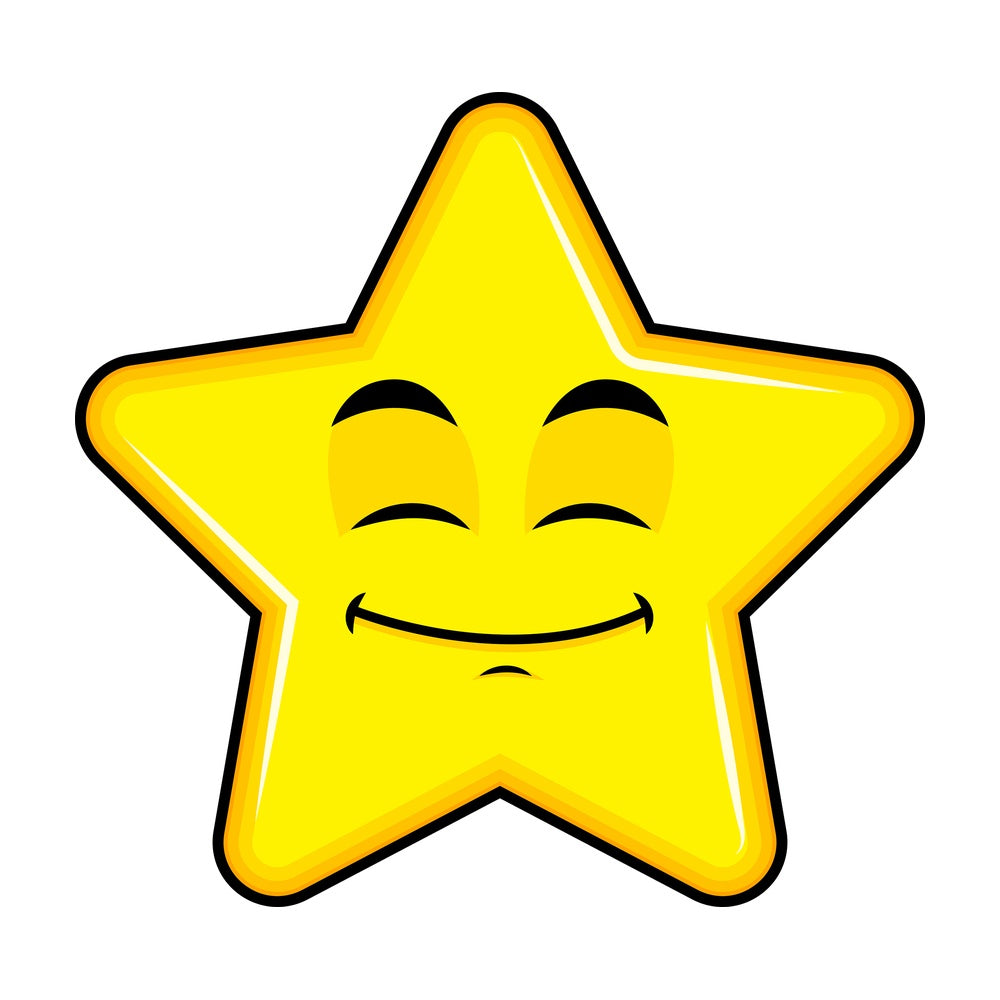 Happy looking star emoticon. PNG - JPG and vector EPS file formats (infinitely scalable). Image isolated on transparent background.