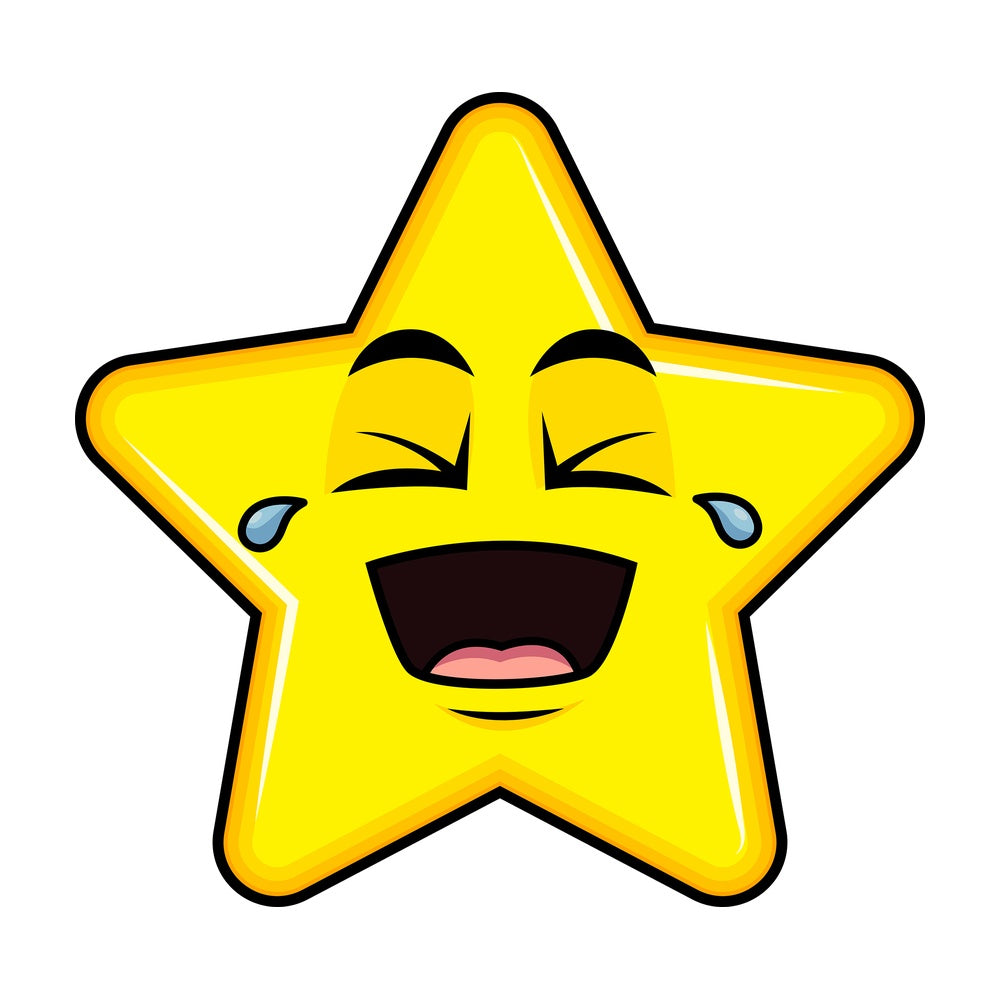 Laughing lol star emoticon. PNG - JPG and vector EPS file formats (infinitely scalable). Image isolated on transparent background.