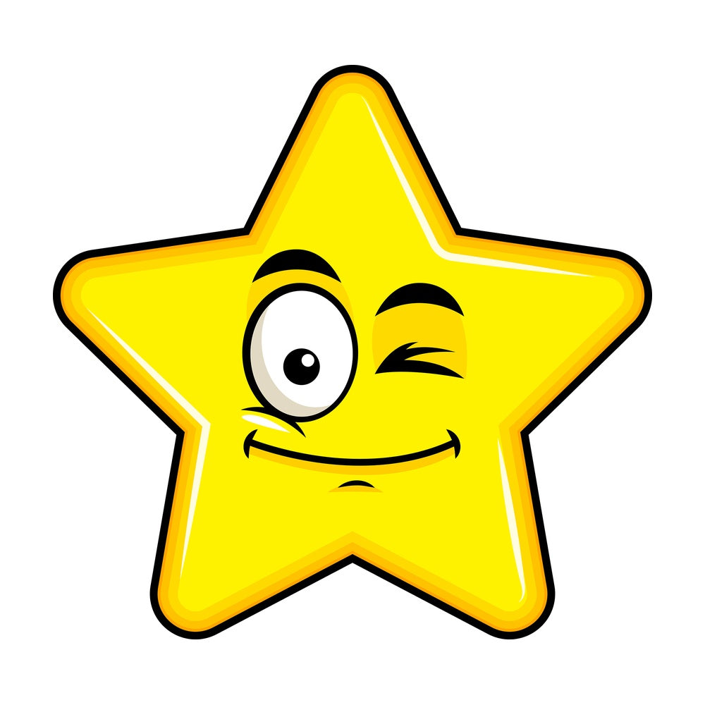 Winking star emoticon. PNG - JPG and vector EPS file formats (infinitely scalable). Image isolated on transparent background.
