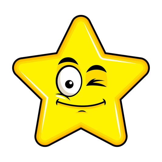 Winking star emoticon. PNG - JPG and vector EPS file formats (infinitely scalable). Image isolated on transparent background.