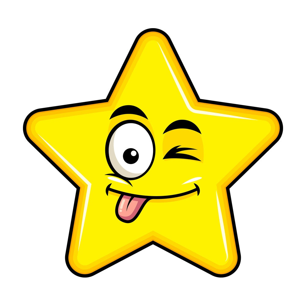 Winking tongue out star emoticon. PNG - JPG and vector EPS file formats (infinitely scalable). Image isolated on transparent background.