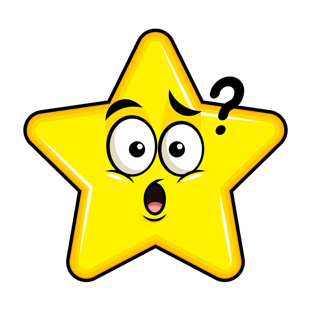 Confused star emoticon. PNG - JPG and vector EPS file formats (infinitely scalable). Image isolated on transparent background.