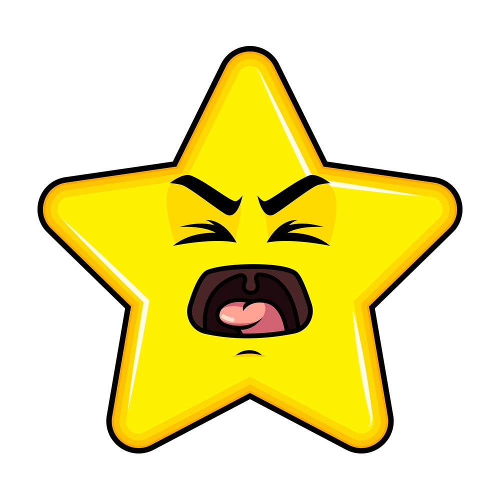 Yelling star emoticon. PNG - JPG and vector EPS file formats (infinitely scalable). Image isolated on transparent background.
