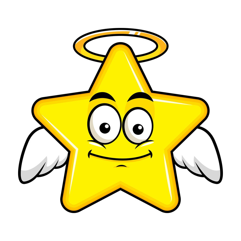 With wings and halo star emoticon. PNG - JPG and vector EPS file formats (infinitely scalable). Image isolated on transparent background.