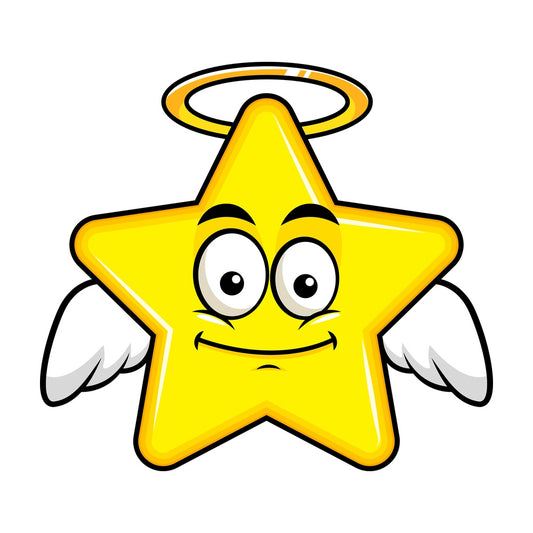 With wings and halo star emoticon. PNG - JPG and vector EPS file formats (infinitely scalable). Image isolated on transparent background.