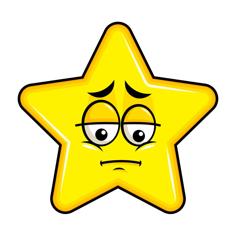 Depressed star emoticon. PNG - JPG and vector EPS file formats (infinitely scalable). Image isolated on transparent background.