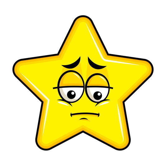 Depressed star emoticon. PNG - JPG and vector EPS file formats (infinitely scalable). Image isolated on transparent background.