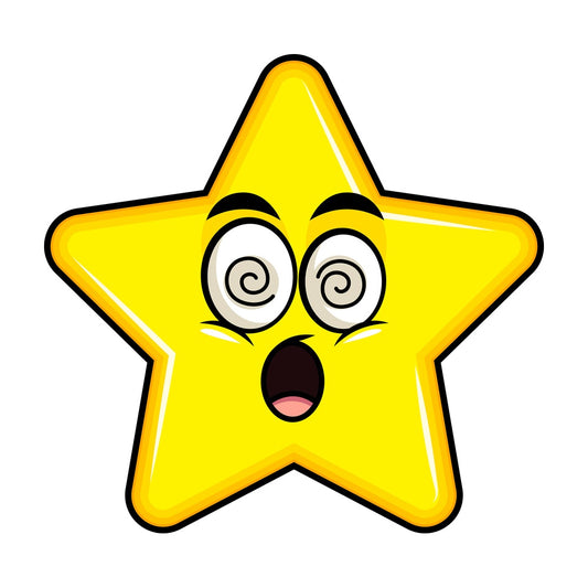 Stunned star emoticon. PNG - JPG and vector EPS file formats (infinitely scalable). Image isolated on transparent background.