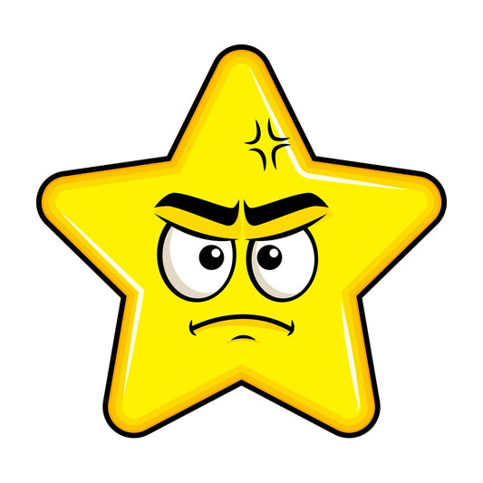 Annoyed star emoticon. PNG - JPG and vector EPS file formats (infinitely scalable). Image isolated on transparent background.