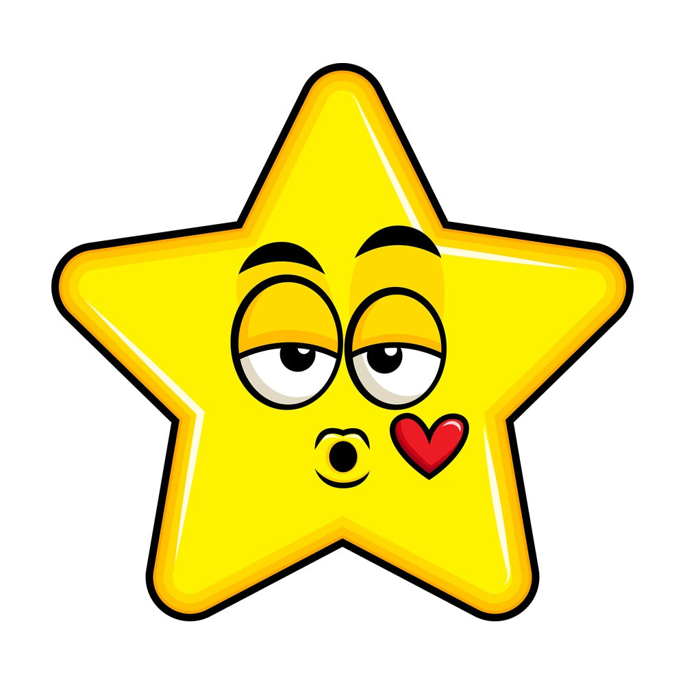 Star blowing a kiss emoticon. PNG - JPG and vector EPS file formats (infinitely scalable). Image isolated on transparent background.